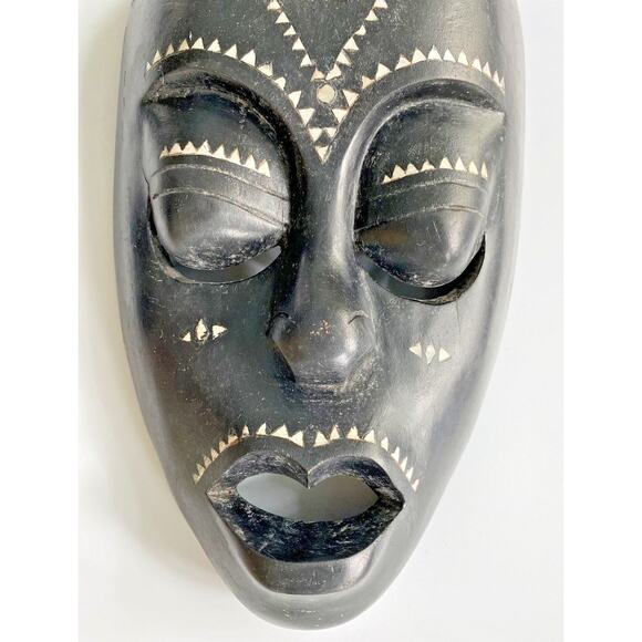 Vintage Wood Tribal Mask Hand Carved Wooden Decor SKU U11 - Picture 3 of 6